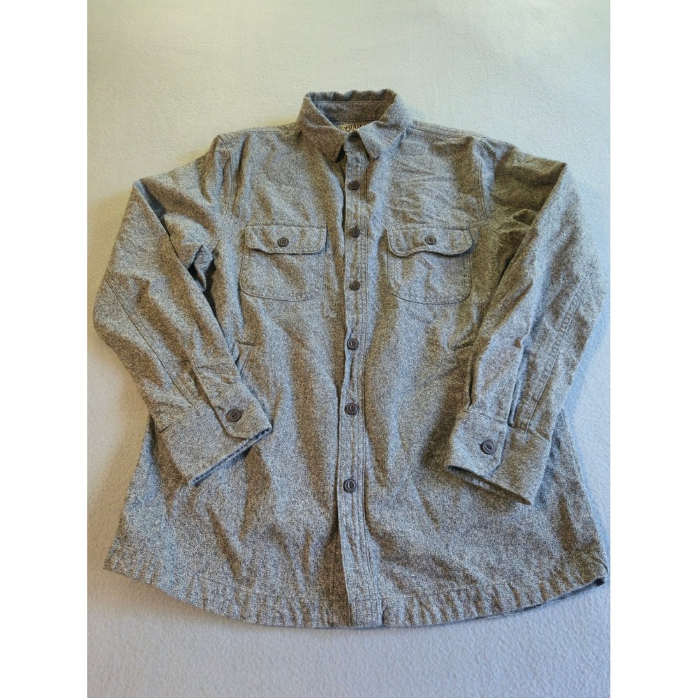 Grayers Shirt Jacket Mens Medium Gray Salt and Pepper Cotton Flannel Shacket